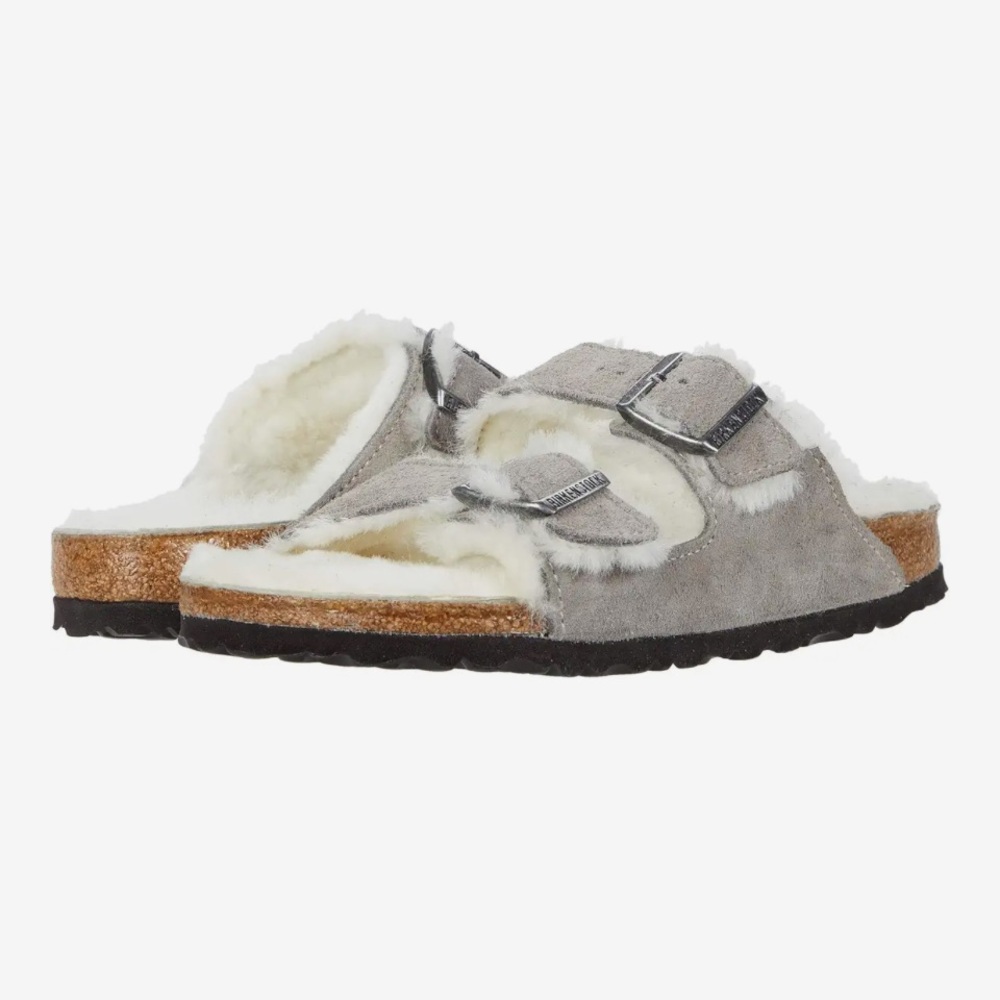 Birkenstock Gray Shearling Lined Arizona Sandals